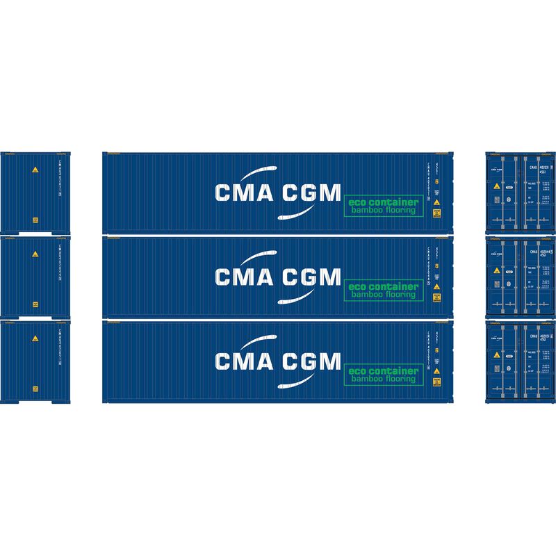 HO ATH 40' Corrugated High-Cube Containers, CMAU #402031-9/402044-5/402051-6 (3)
