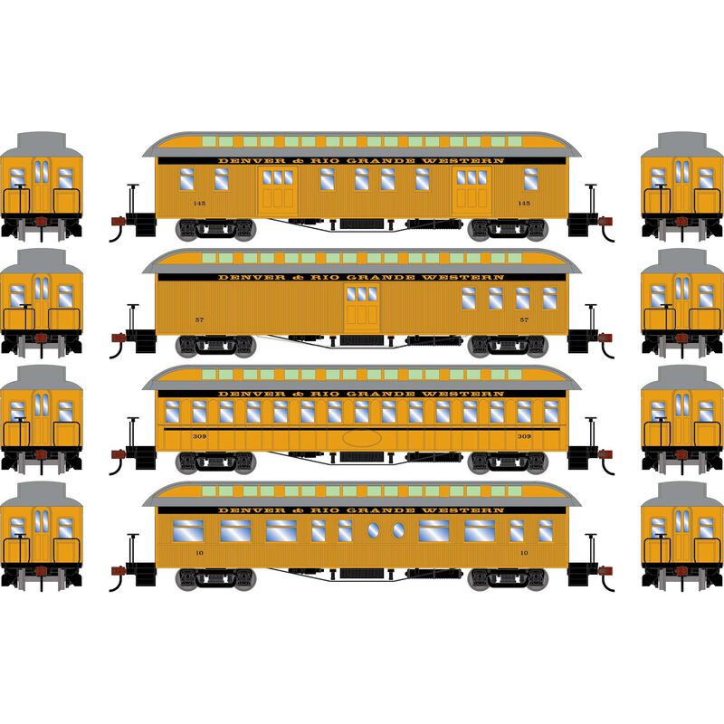 HO 50' Old Time Overland Passenger Set,D&RGW#1 (4)