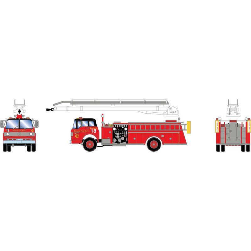 HO ATH Ford C Fire Truck Telesqurt, Chicago #18
