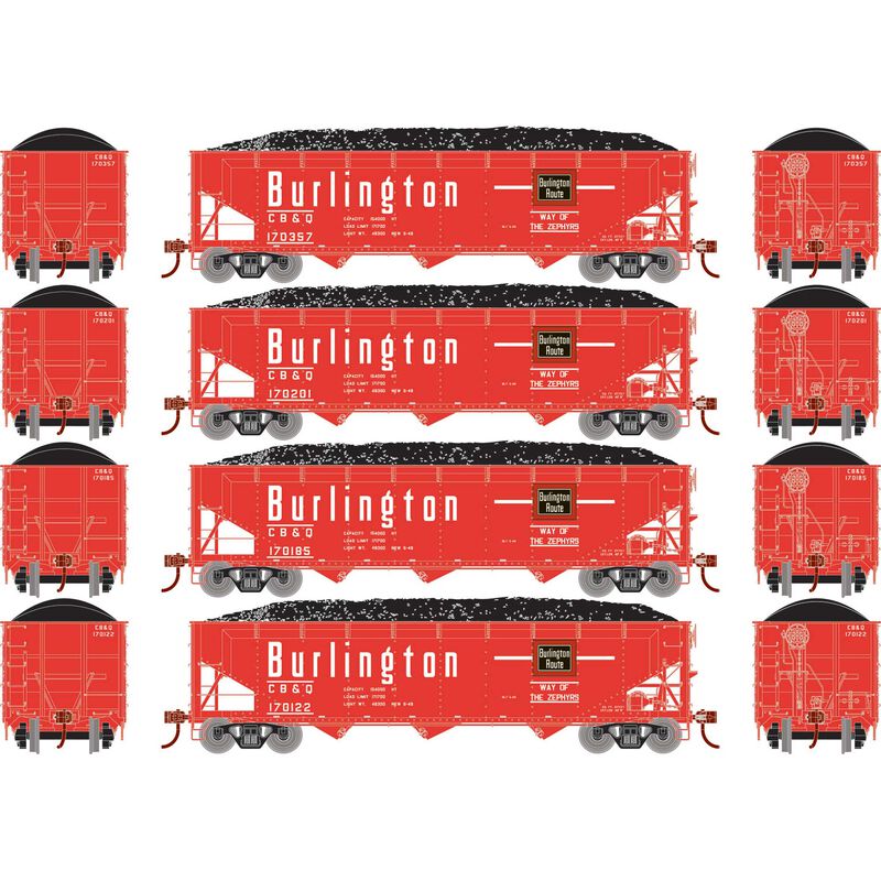 HO 40' Offset Coal Hopper with Load, CB&Q #2 (4)
