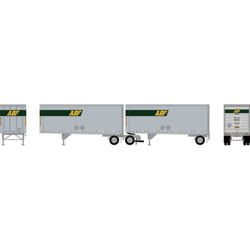 HO ATH 28' Wedge Trailers w/Dolly, ABF Trailers #81535/81559; Dolly #76577