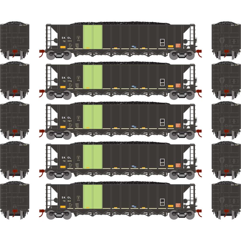 HO Ortner 5-Bay Rapid Discharge Hopper, SKOL #78777 / 78779 / 78787 / 78805 / 78812 (5)